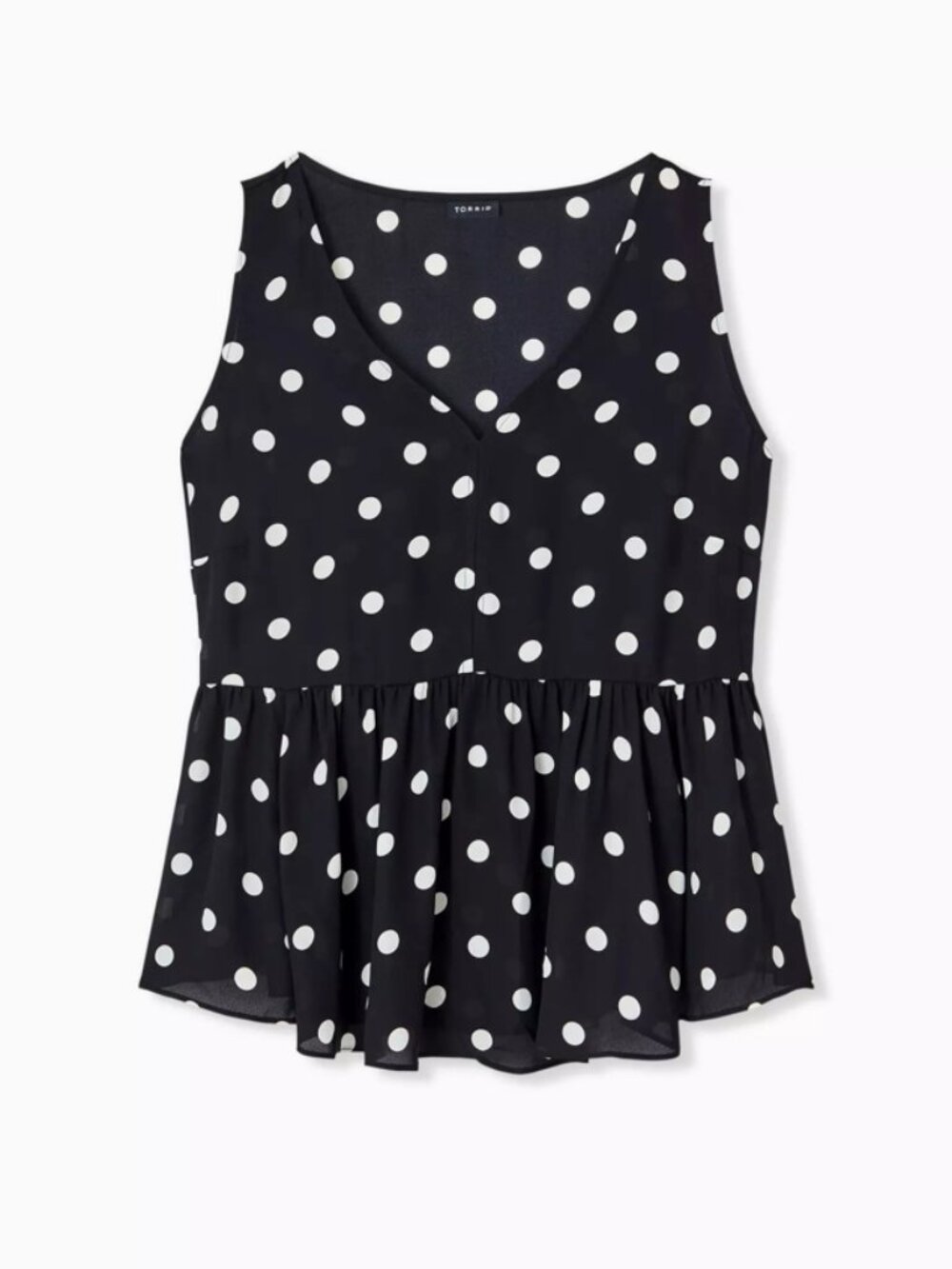Torrid Polka Dot Georgette Peplum Tank Top Size 2 2X V Neck - Picture 2 of 11